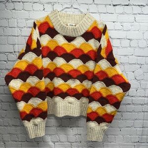 a.n.a Multicolor Wave Pattern Sweater fall autumn sz M/L